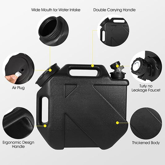 2.6 Gallon Water Bottle Camping Water ContainerPortable Water Storage TankSolution for Camping, Car, Outdoor Hiking and PicnicEmergency WaterBPA-FreeWith Faucet for Easy Access